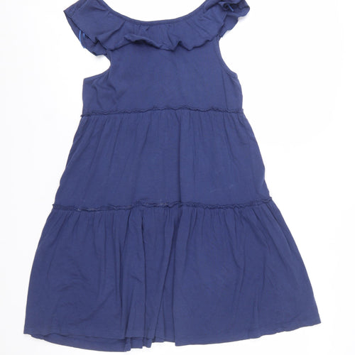 H&M Divided Blue Ruffle Sleeveless A-Line Women's Dress Size 6