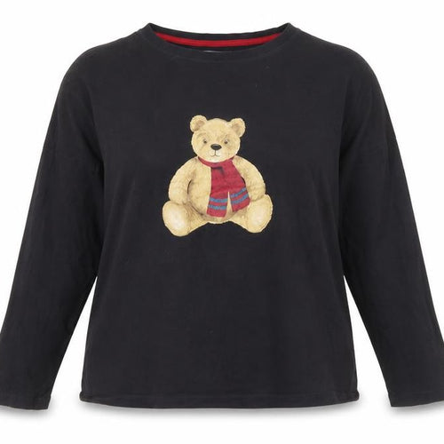 Marks and Spencer Women Black Long Sleeve Teddy Nightshirt L