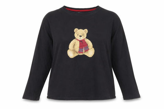Marks and Spencer Women Black Long Sleeve Teddy Nightshirt L