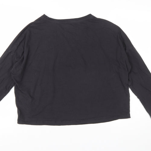 Marks and Spencer Women Black Long Sleeve Teddy Nightshirt L
