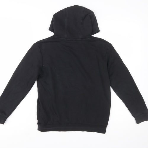 Adidas Boys Black Pullover Hoodie 10-11 Years Cotton Blend Trefoil Logo