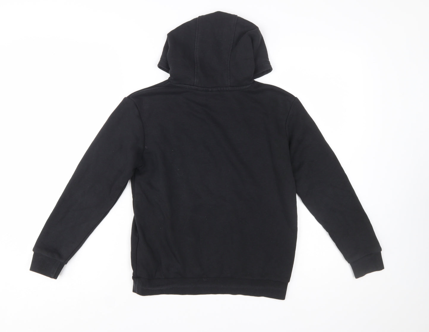 Adidas Boys Black Pullover Hoodie 10-11 Years Cotton Blend Trefoil Logo