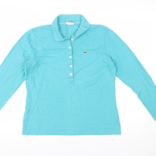 Lacoste Women's Blue Long Sleeve Cotton Polo Shirt Size 16
