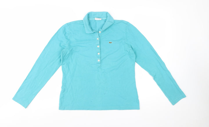 Lacoste Women's Blue Long Sleeve Cotton Polo Shirt Size 16