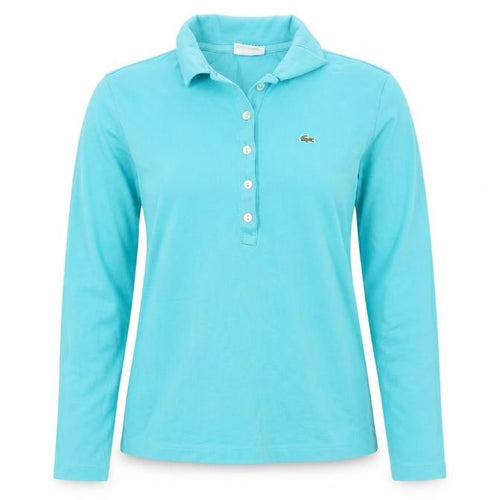 Lacoste Women's Blue Long Sleeve Cotton Polo Shirt Size 16