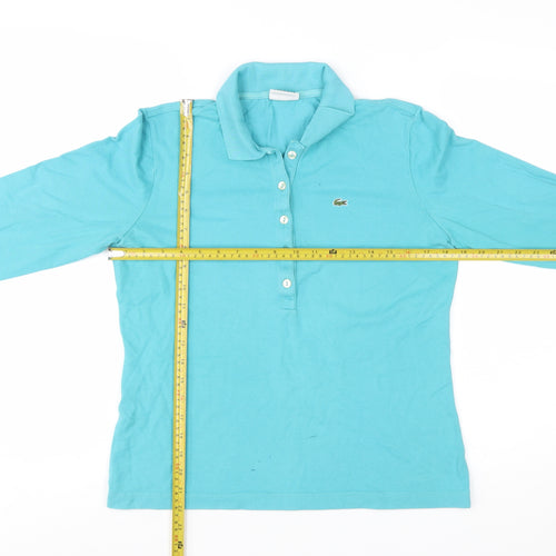Lacoste Women's Blue Long Sleeve Cotton Polo Shirt Size 16