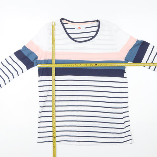 Brakeburn Women’s Multicoloured Stripe 3/4 Sleeve Cotton T-Shirt Size 14