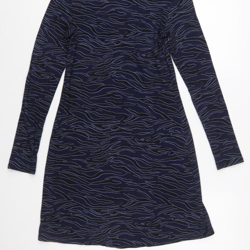 Red Herring Womens Blue Animal Print Button Down Shift Dress Size 10