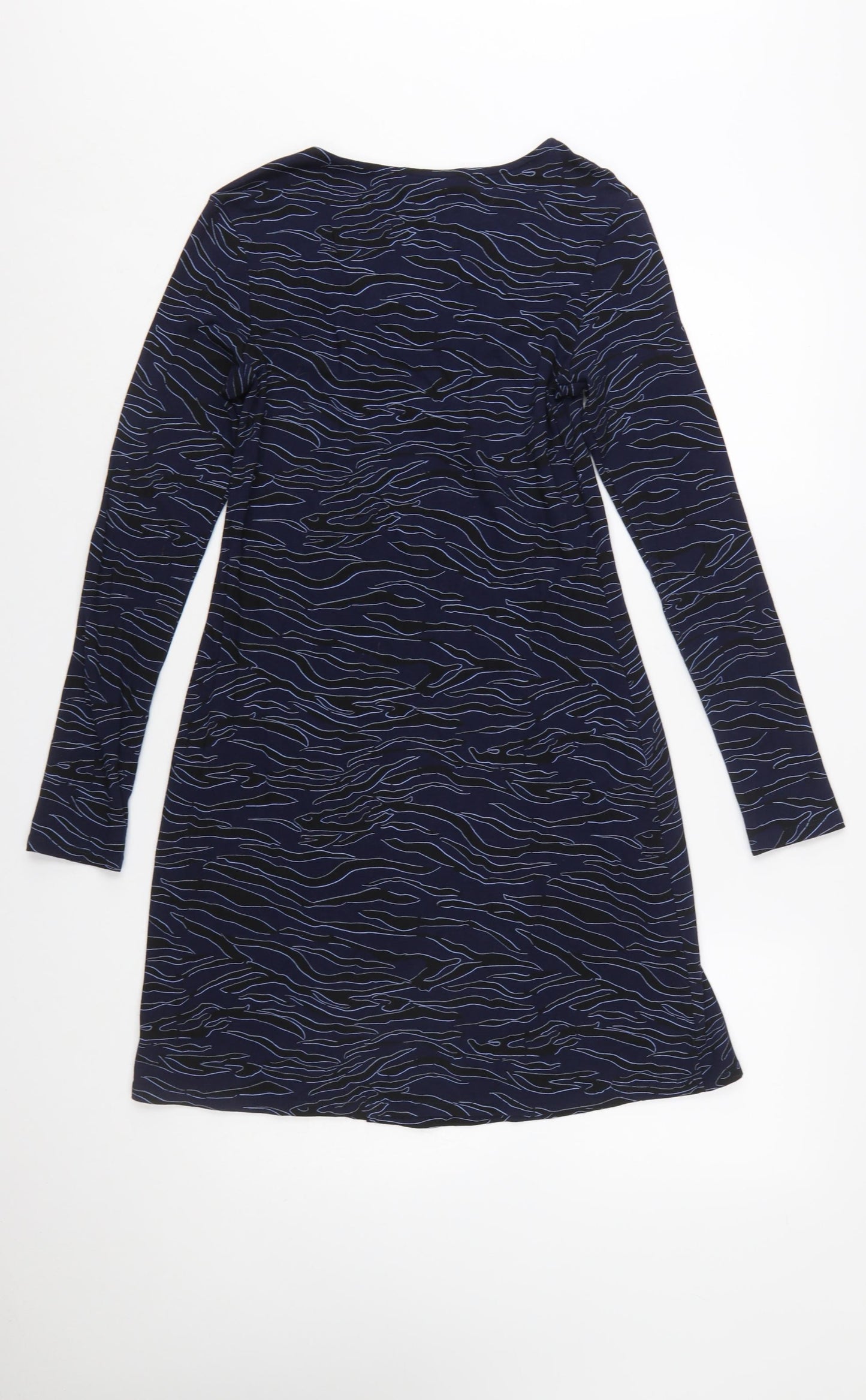 Red Herring Womens Blue Animal Print Button Down Shift Dress Size 10
