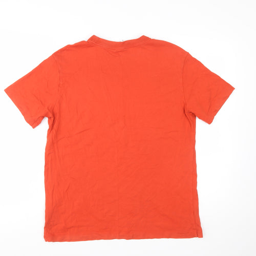 Nike Men's Orange Small Short Sleeve Cotton Crew Neck T-Shirt
