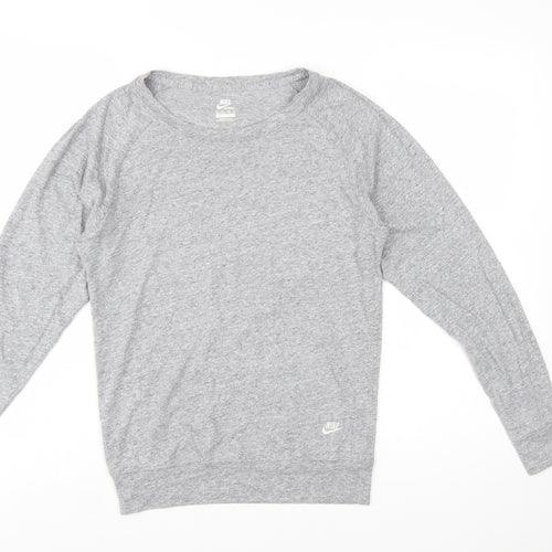 Nike Womens Grey Jersey Long Sleeve Crew Neck Top Size M