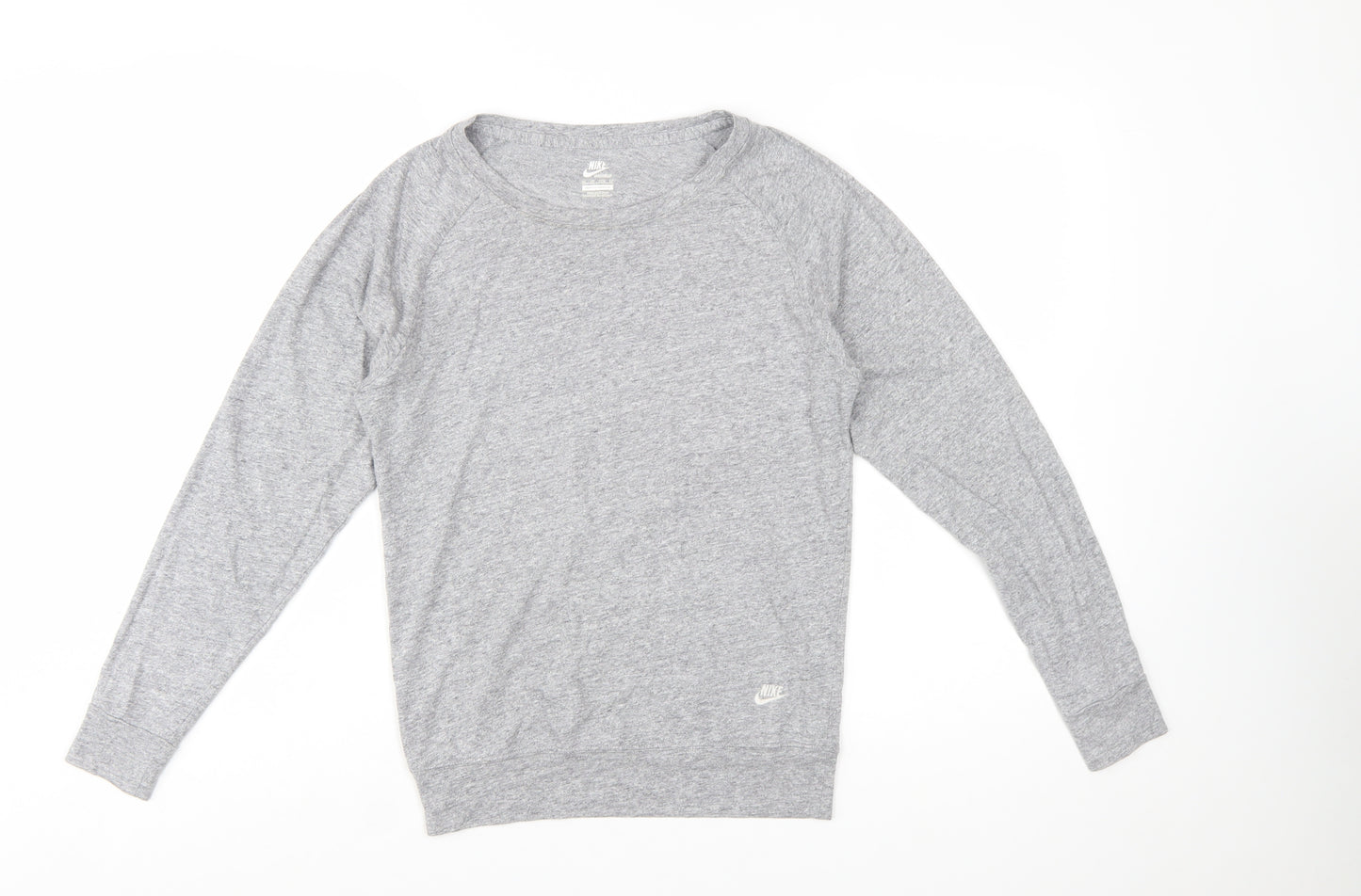 Nike Womens Grey Jersey Long Sleeve Crew Neck Top Size M