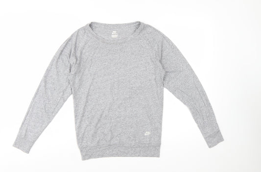 Nike Womens Grey Jersey Long Sleeve Crew Neck Top Size M
