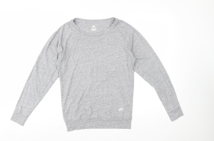 Nike Womens Grey Jersey Long Sleeve Crew Neck Top Size M