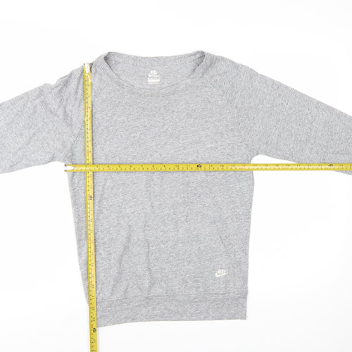 Nike Womens Grey Jersey Long Sleeve Crew Neck Top Size M
