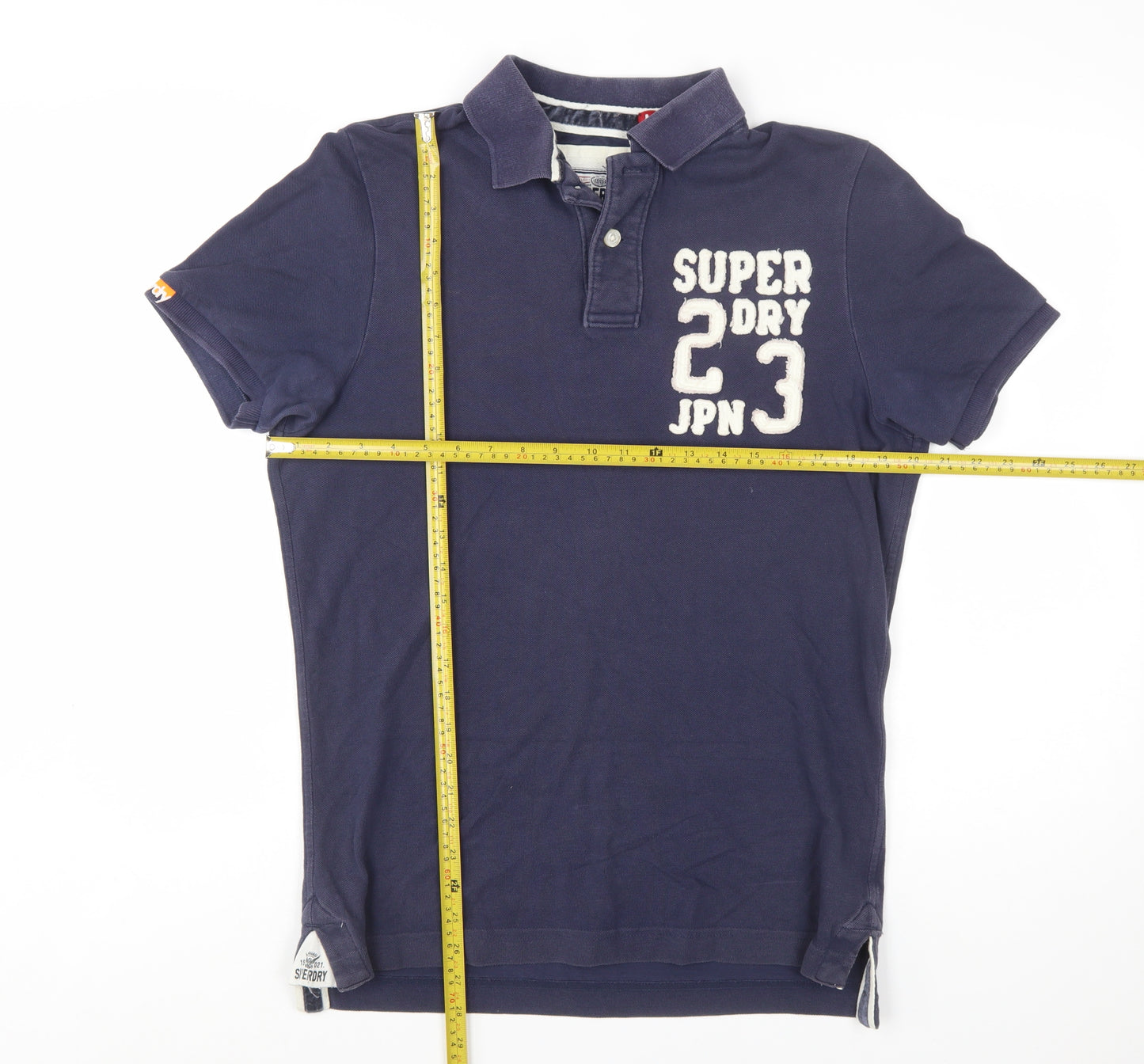 Superdry Men's Blue Embroidered Logo Polo Shirt Size M Cotton