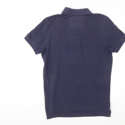 Superdry Men's Blue Embroidered Logo Polo Shirt Size M Cotton