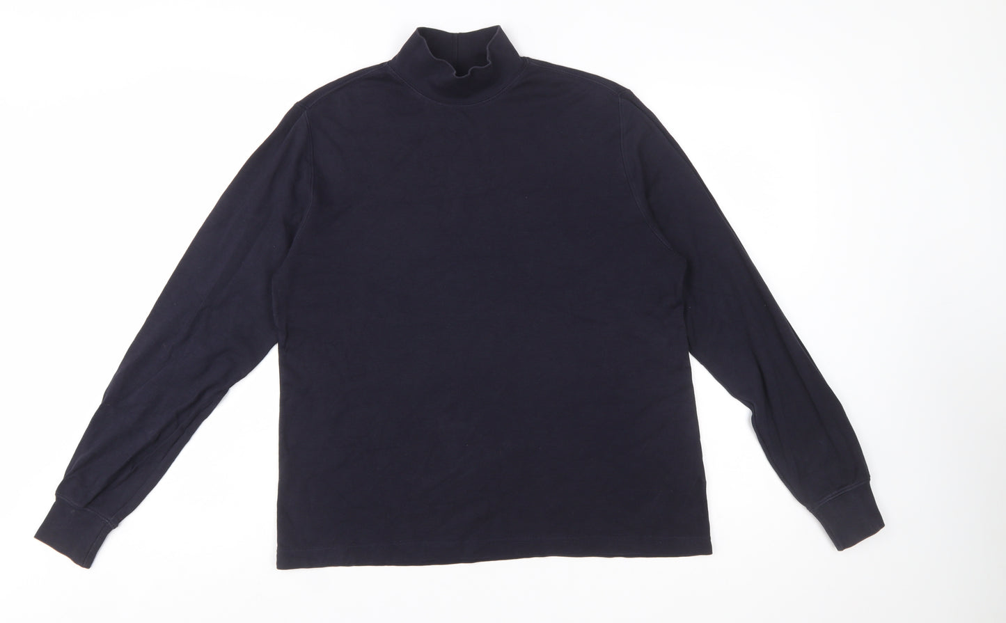 Lands' End Women's Blue Mock Neck Long Sleeve Cotton Top M 10-12
