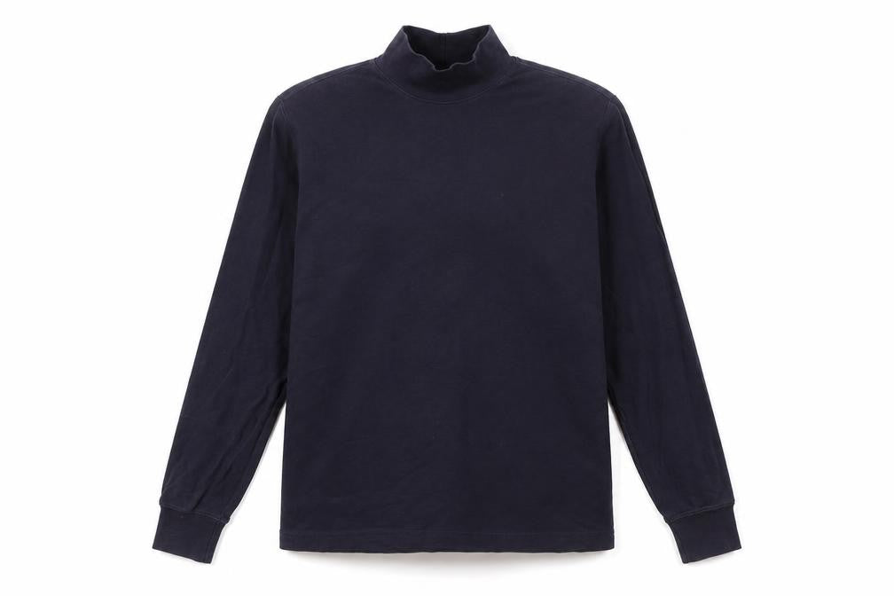 Lands' End Women's Blue Mock Neck Long Sleeve Cotton Top M 10-12