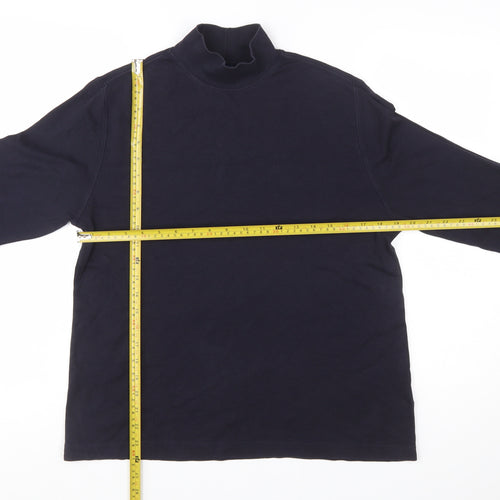Lands' End Women's Blue Mock Neck Long Sleeve Cotton Top M 10-12