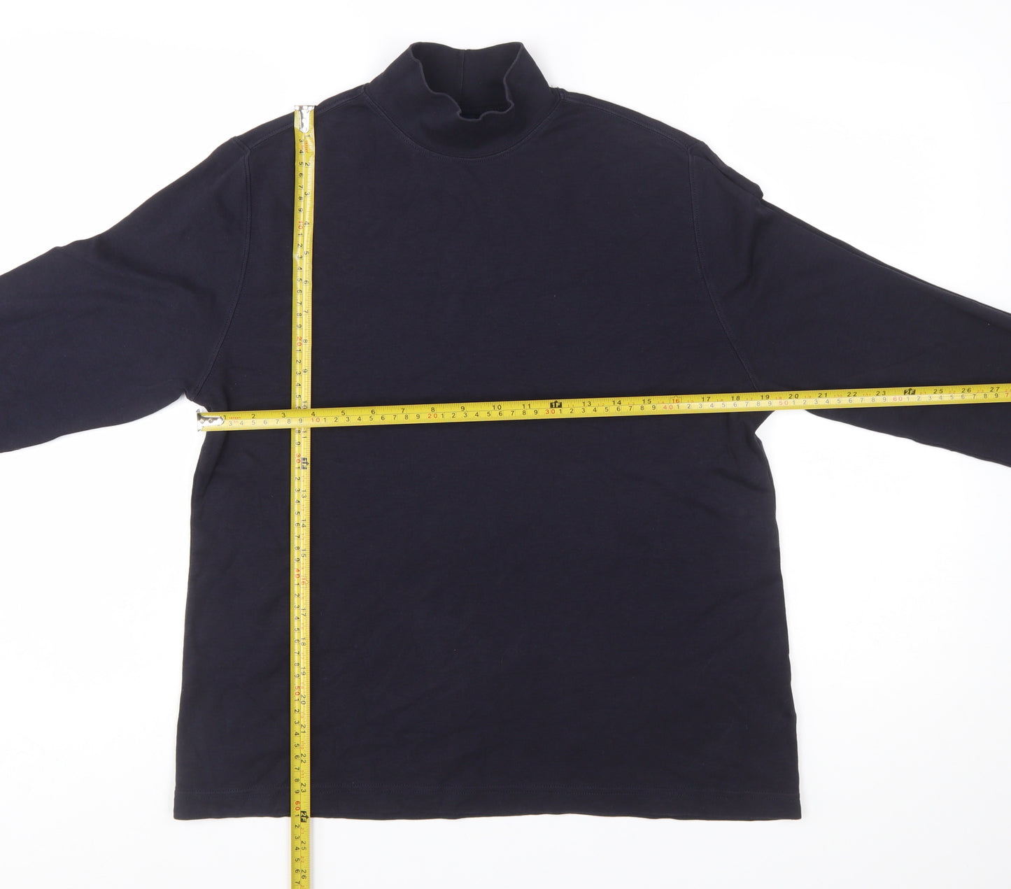 Lands' End Women's Blue Mock Neck Long Sleeve Cotton Top M 10-12
