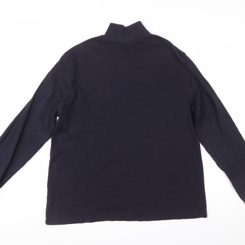 Lands' End Women's Blue Mock Neck Long Sleeve Cotton Top M 10-12