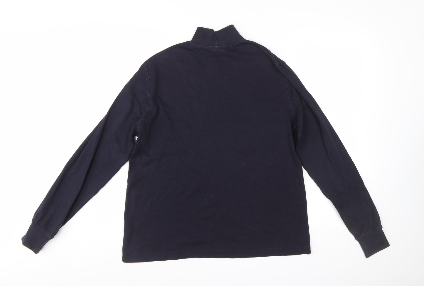 Lands' End Women's Blue Mock Neck Long Sleeve Cotton Top M 10-12