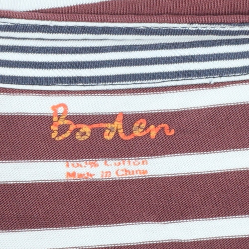 Boden Women Brown White Striped Cotton Shift Dress UK 12
