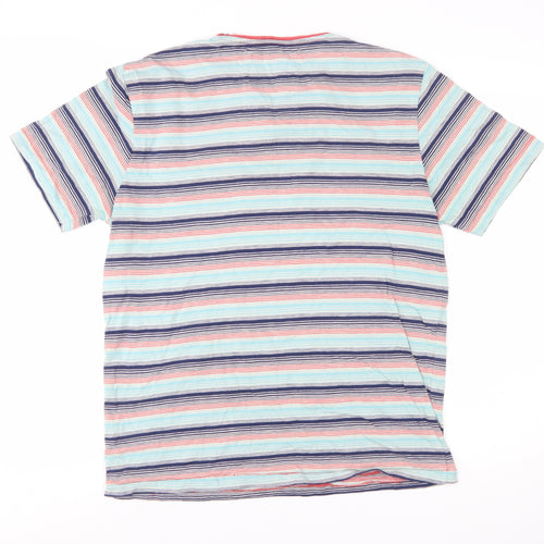 White Stuff Men's Multicoloured Striped Cotton Crew Neck T-Shirt Medium