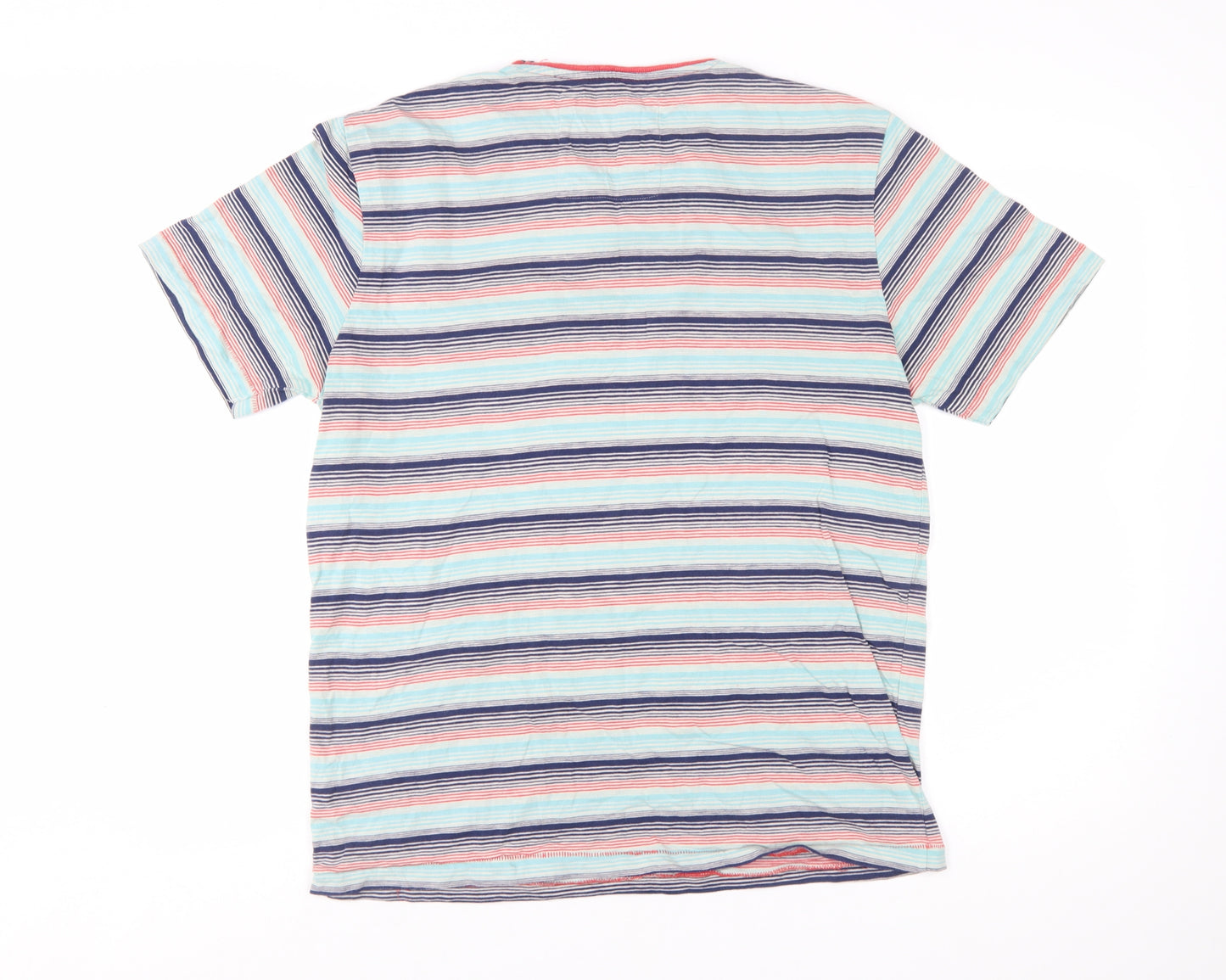 White Stuff Men's Multicoloured Striped Cotton Crew Neck T-Shirt Medium