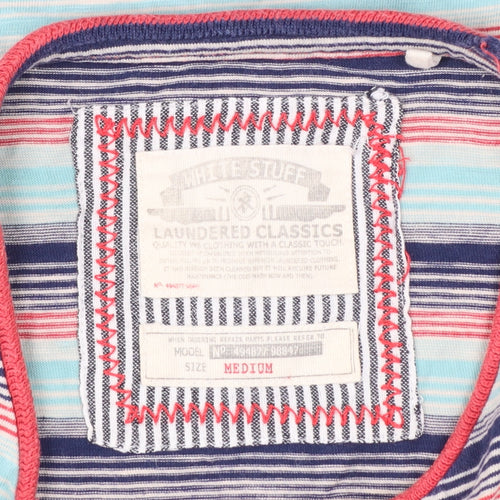 White Stuff Men's Multicoloured Striped Cotton Crew Neck T-Shirt Medium