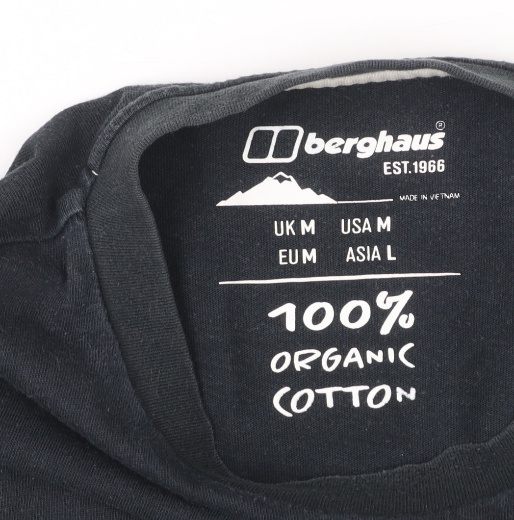 Berghaus Men’s Black Organic Cotton Graphic T-Shirt M Regular Fit