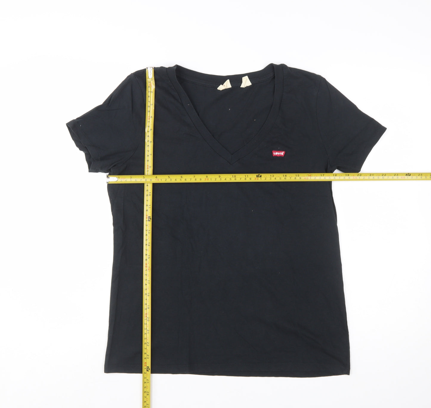 Levi's Womens Black V-Neck Short Sleeve Basic Cotton T-Shirt M