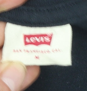 Levi's Womens Black V-Neck Short Sleeve Basic Cotton T-Shirt M