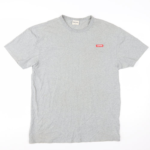 Huffer Men's Grey Cotton Crew Neck T-Shirt Size M Classic Fit