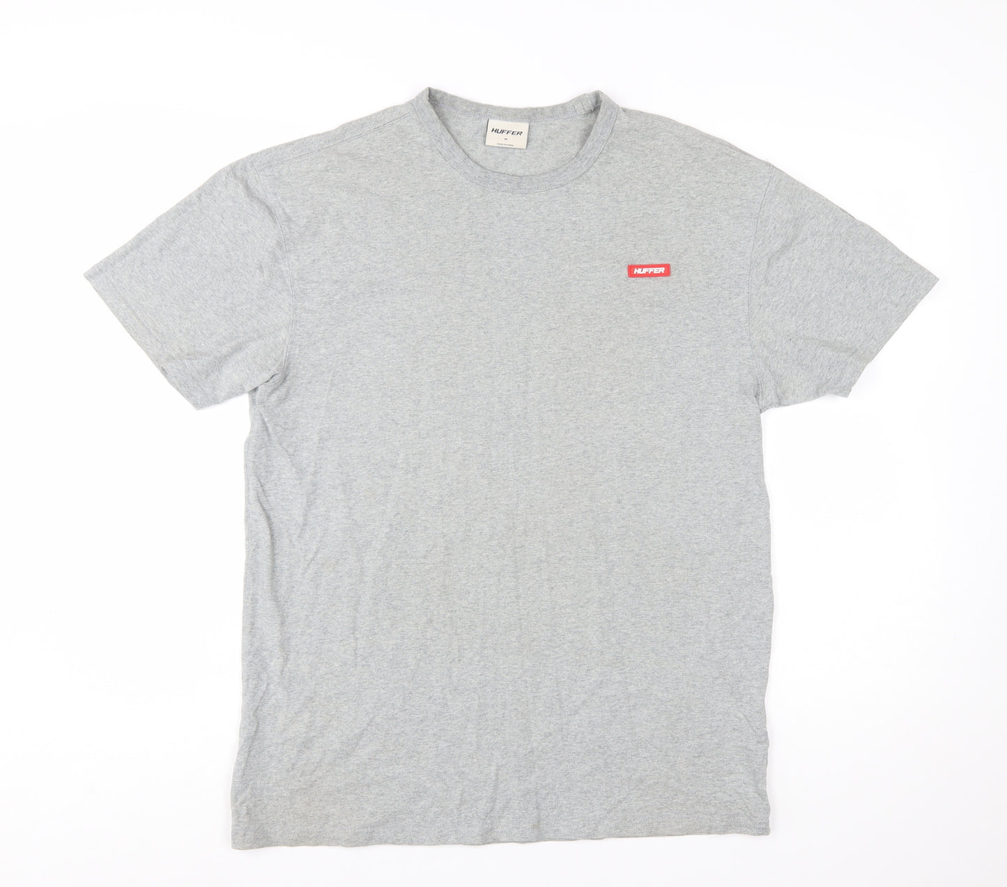Huffer Men's Grey Cotton Crew Neck T-Shirt Size M Classic Fit