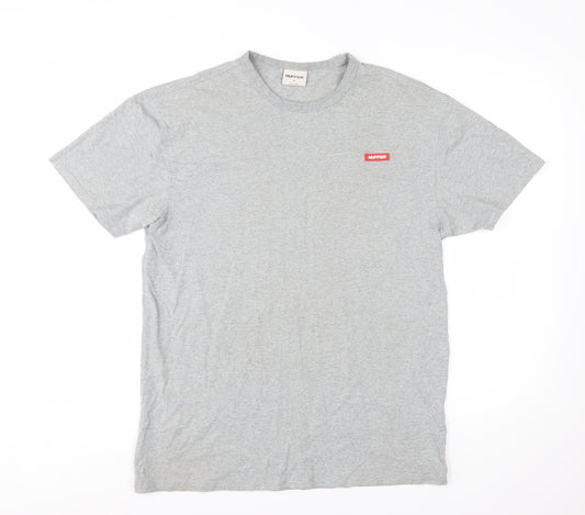 Huffer Men's Grey Cotton Crew Neck T-Shirt Size M Classic Fit