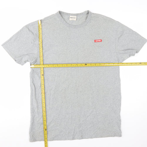 Huffer Men's Grey Cotton Crew Neck T-Shirt Size M Classic Fit