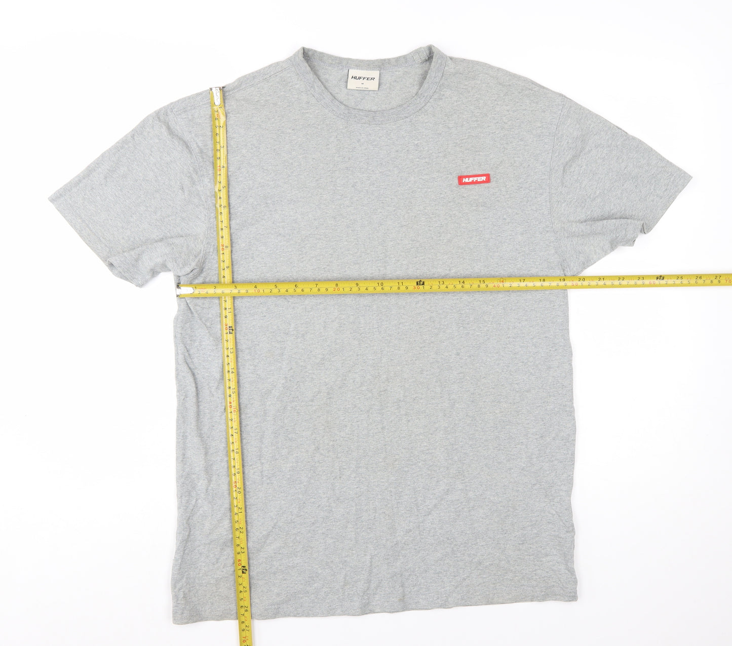 Huffer Men's Grey Cotton Crew Neck T-Shirt Size M Classic Fit