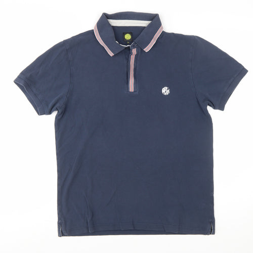 Pretty Green Men's Blue Cotton Short Sleeve Polo Shirt Size M