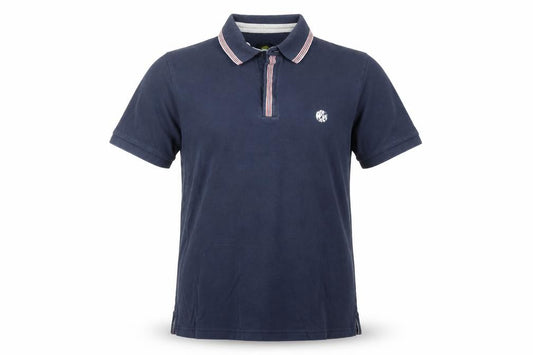 Front view of Pretty Green Men's Blue Cotton Short Sleeve Polo Shirt, size M