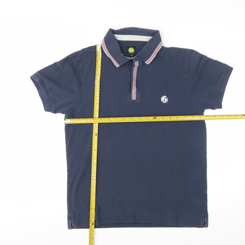 Pretty Green Men's Blue Cotton Short Sleeve Polo Shirt Size M