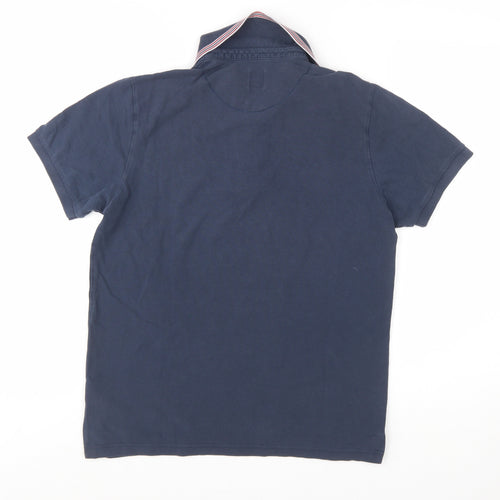 Pretty Green Men's Blue Cotton Short Sleeve Polo Shirt Size M