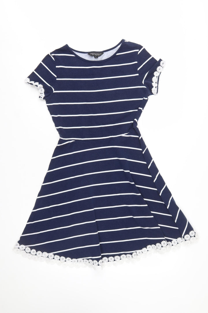Dorothy Perkins Women Blue Striped Fit & Flare Dress UK 10