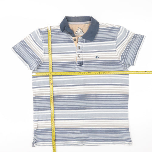 Mantaray Men's Blue Striped Polo Shirt Size S Cotton Casual Top