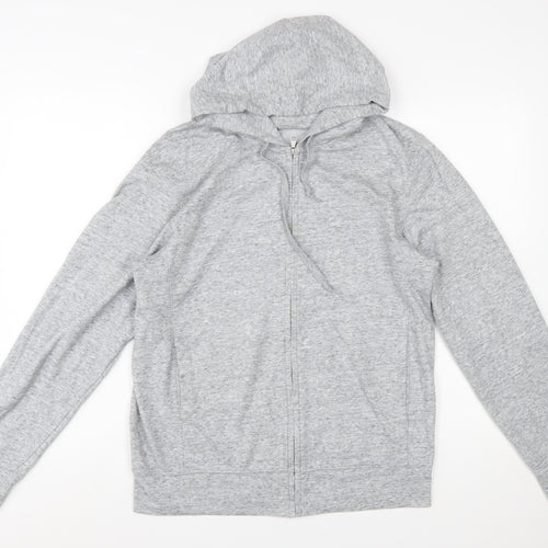 Uniqlo Men’s Grey Full Zip Hoodie M Lightweight Cotton Blend