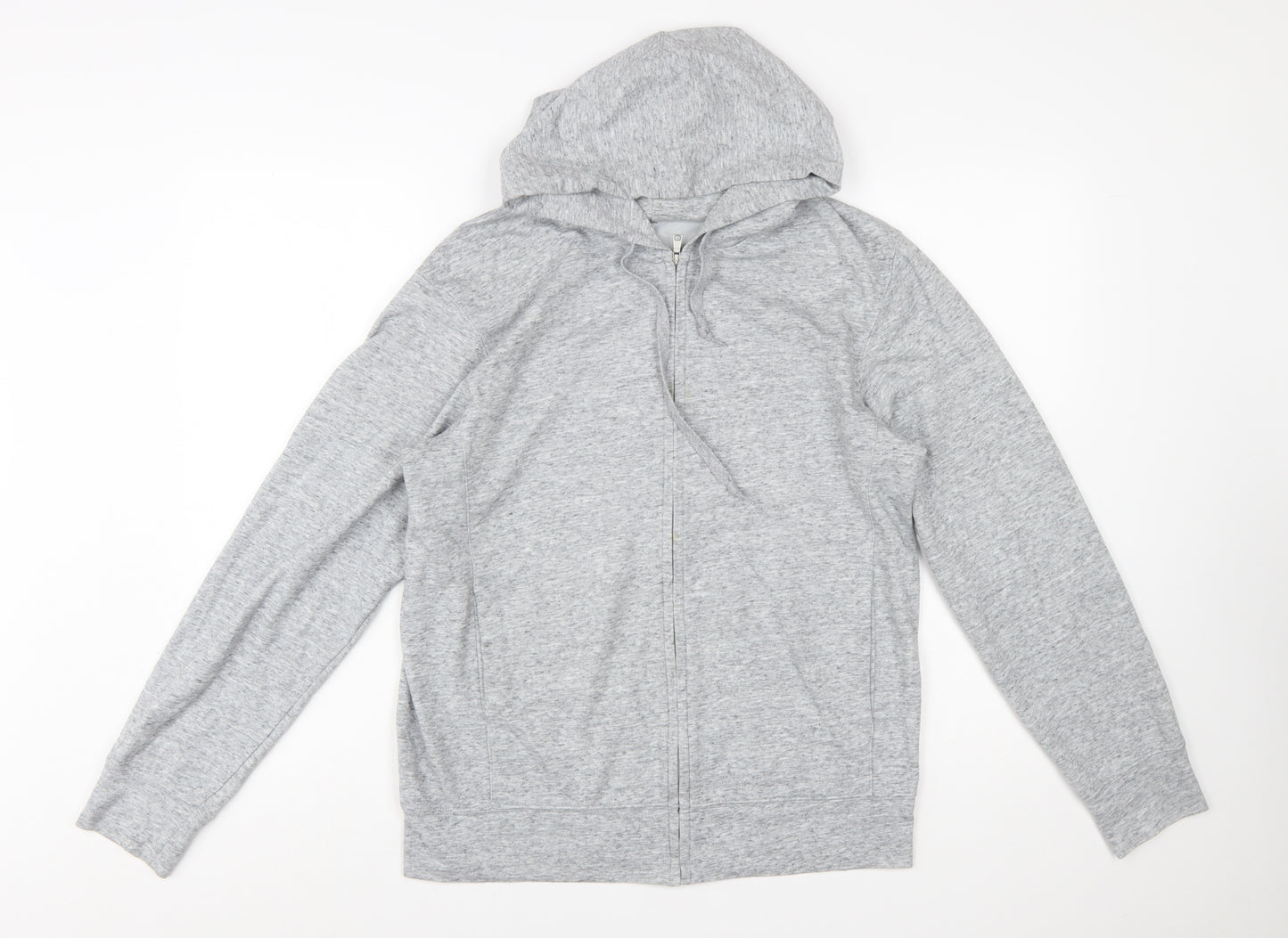 Uniqlo Men’s Grey Full Zip Hoodie M Lightweight Cotton Blend
