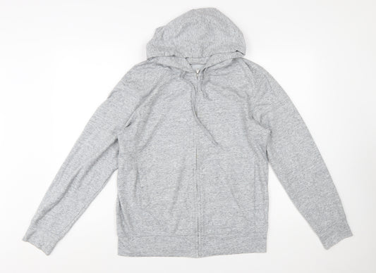 Uniqlo Men’s Grey Full Zip Hoodie M Lightweight Cotton Blend