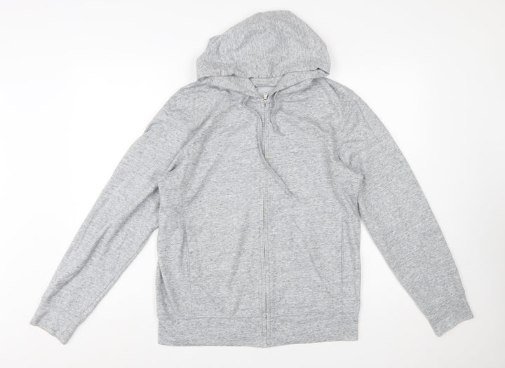 Uniqlo Men’s Grey Full Zip Hoodie M Lightweight Cotton Blend