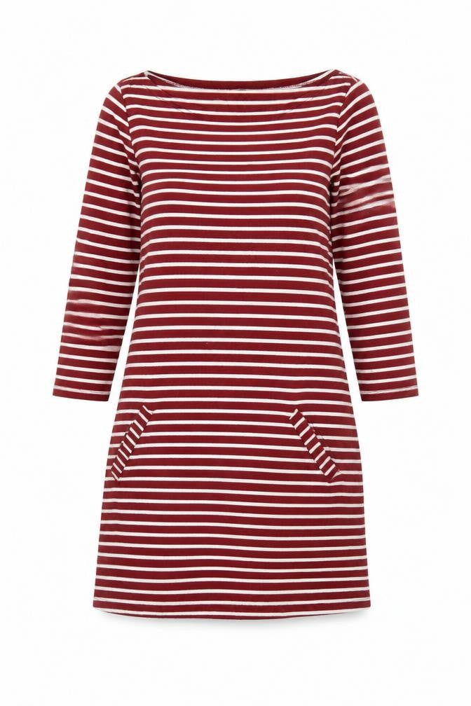 Hollister Women’s Red Striped Shift Dress Size S Long Sleeve Casual